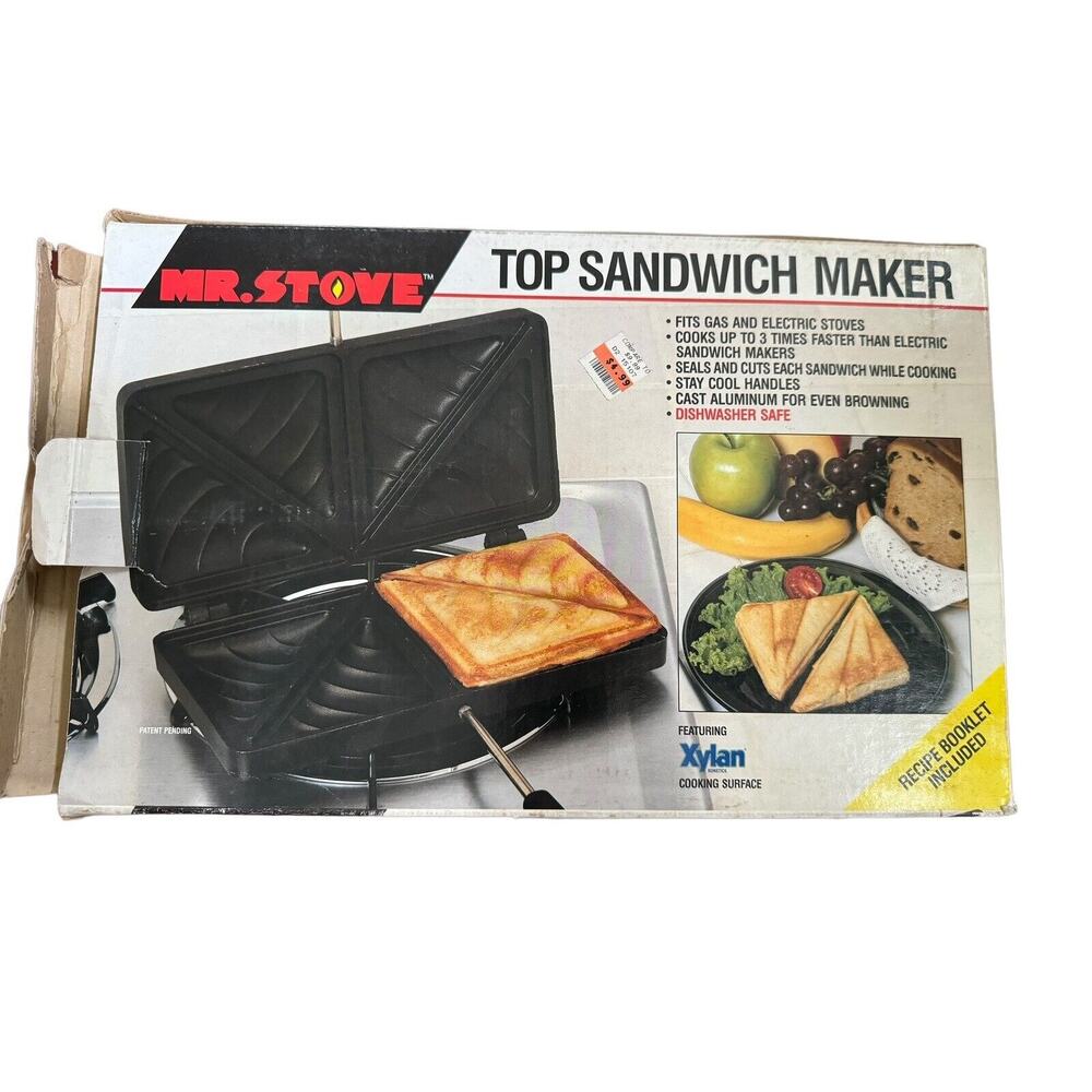 Mr. Stove Top Sandwich Maker Press NEW box NonStick‎ VTG Kitchen Cooking NIB